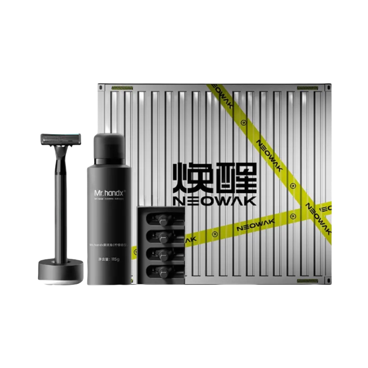 推荐商品：【男士专用】焕醒 黑金手动全金属剃须刀礼盒套装 双重温柔呵护