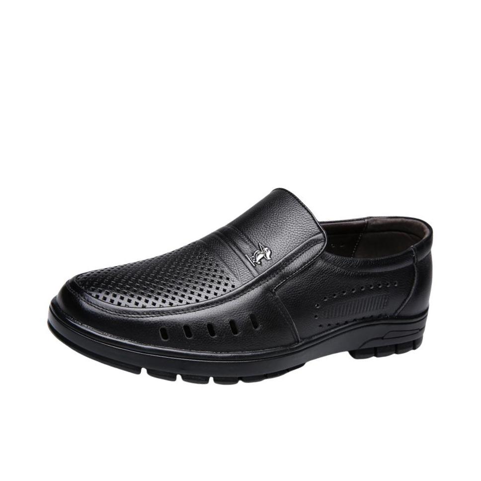 推荐商品：PLOVER 皮鞋 真皮透气商务 黑色