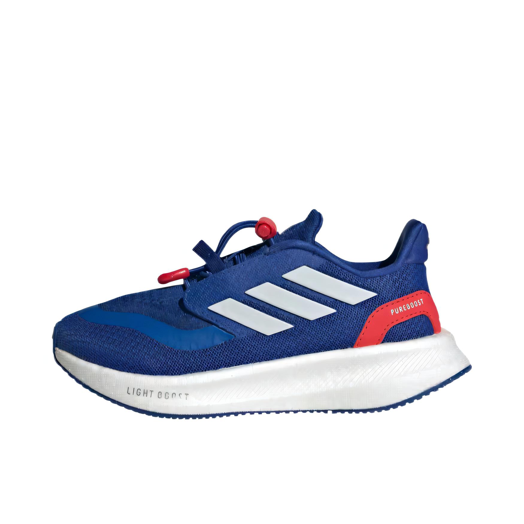 推荐商品：adidas PUREBOOST 5 跑鞋 舒适缓震防滑耐磨回弹轻便短跑网布支撑随心畅跑 大童/蓝色
