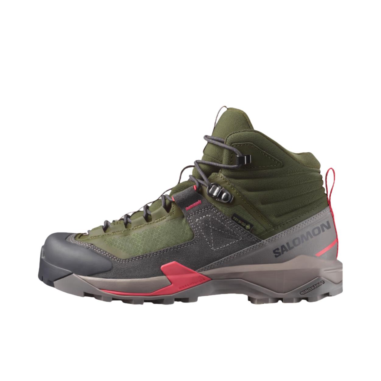 推荐商品：Salomon/萨洛蒙 X Ultra ALPINE MID GTX 简约 防水抓地 防滑耐磨 高帮 厚底 户外鞋 徒步鞋 女款/深橄榄绿
