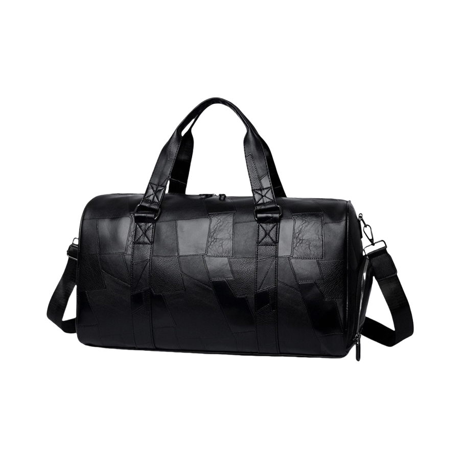 推荐商品：HASHE/哈奢 情侣款时尚潮流复古格子轻便运动健身拉链皮料收纳包旅行包手提包