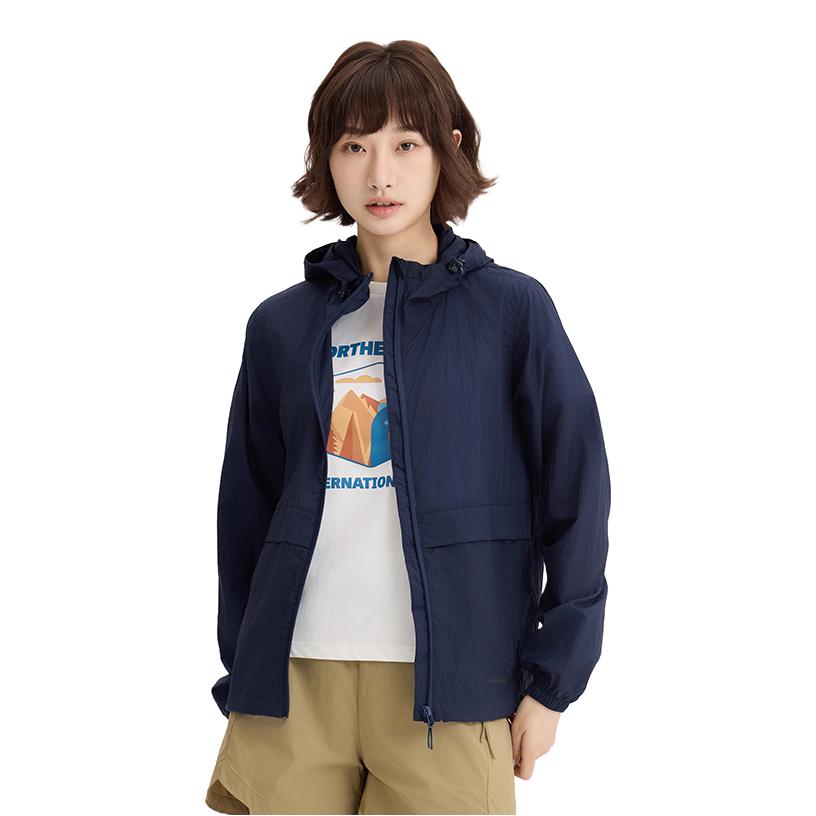 推荐商品：Northern Sun/诺斯山 防泼水轻薄连帽长袖防晒衣 1OD5794 女/藏蓝