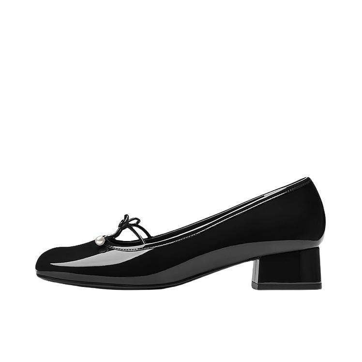 推荐商品：CHARLES&KEITH 单鞋 方跟蝴蝶结玛丽珍 CK1-60361599 黑色