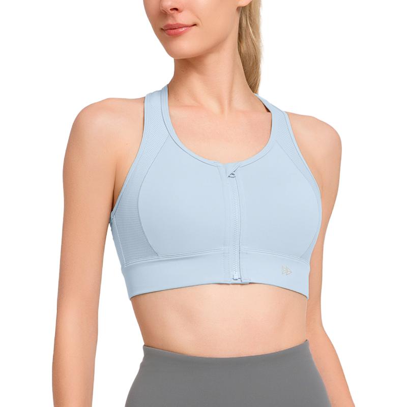 推荐商品：YVETTE/薏凡特 前拉链背心式全罩杯无钢圈运动内衣 女装 E100501A19 粉蓝