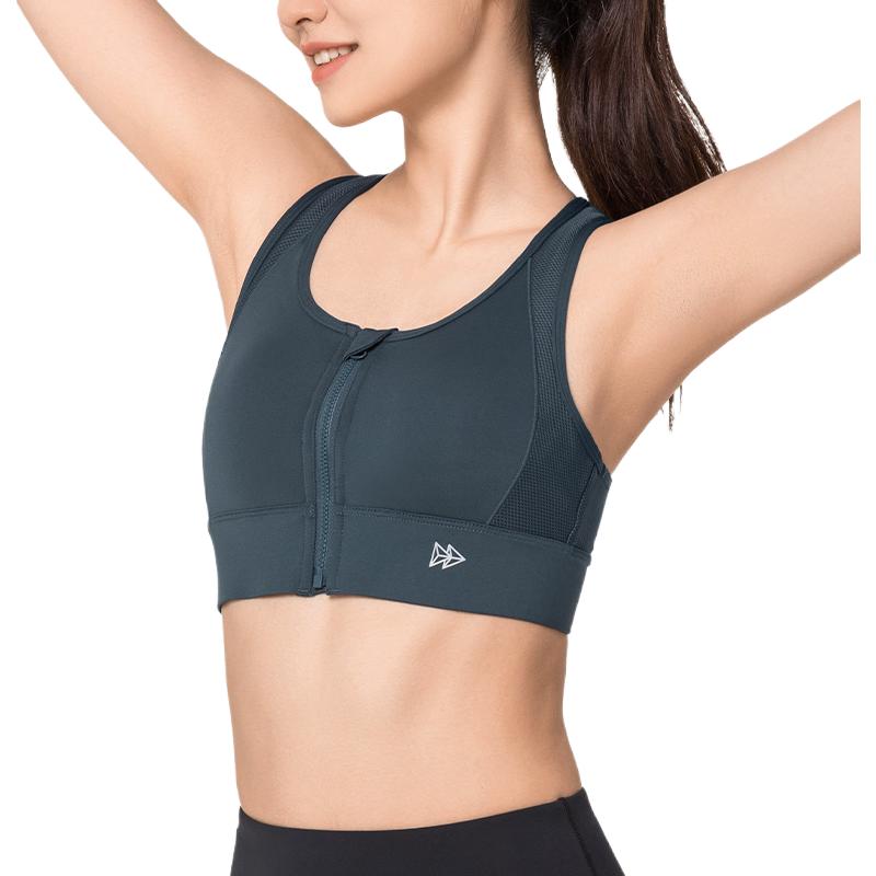 推荐商品：YVETTE/薏凡特 前拉链背心式全罩杯无钢圈运动内衣 女装 E100501A19 深灰