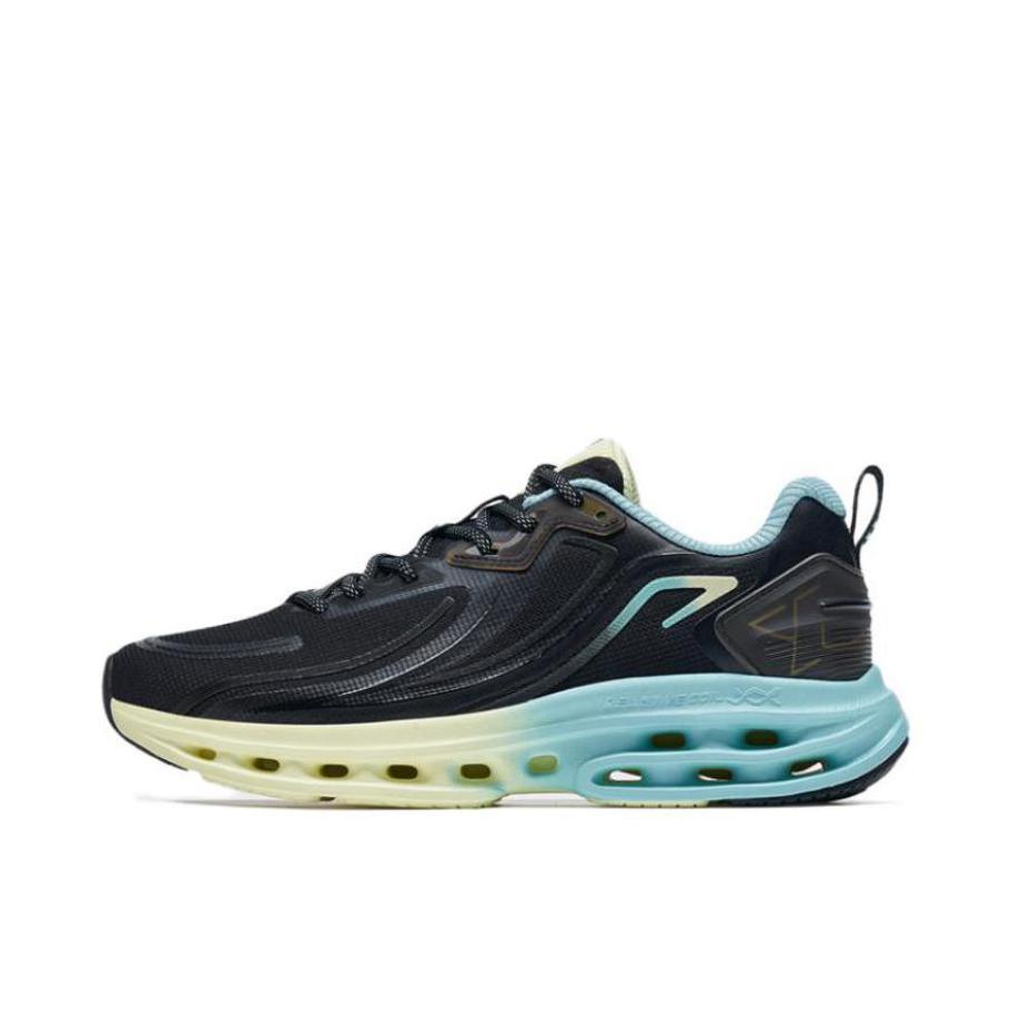 推荐商品：特步 旋9.0 潮流 减震回弹 防滑耐磨 网面透气 跑鞋 878419110019 黑色/蓝色/黄色 