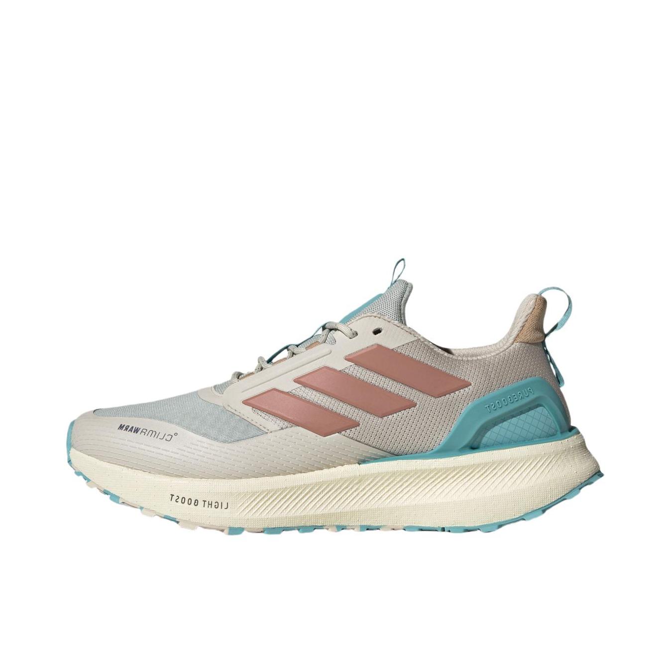 推荐商品：adidas PUREBOOST 5 CLIMACOOL 跑鞋 防滑耐磨舒适透气缓震回弹百搭防水短跑 矾土棕/暖土褐色/奇迹银