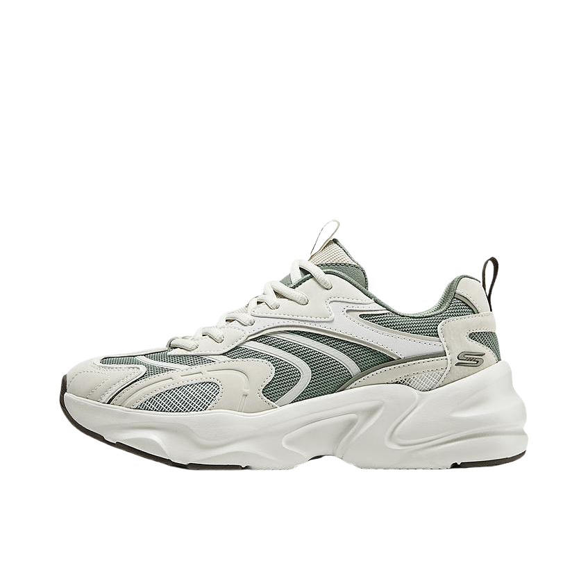 推荐商品：Skechers/斯凯奇 D‘LITES网面 厚底 轻质 吸震 运动 合成革 增高 织物 跑鞋 117369 白色/灰色