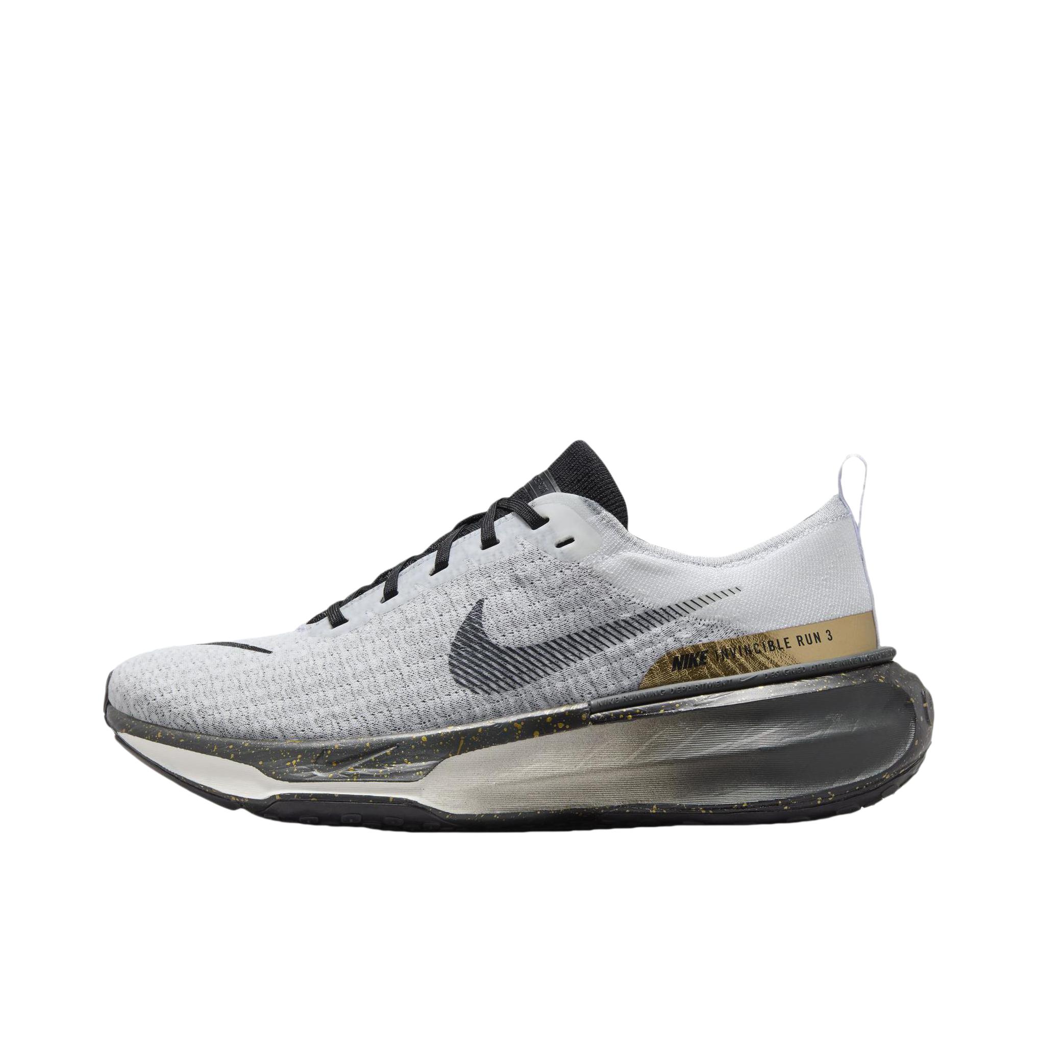 推荐商品：Nike Invincible 3 跑鞋 透气缓震织物运动支撑训练轻便平跟 白色/暗烟灰/浅烟灰/黑色