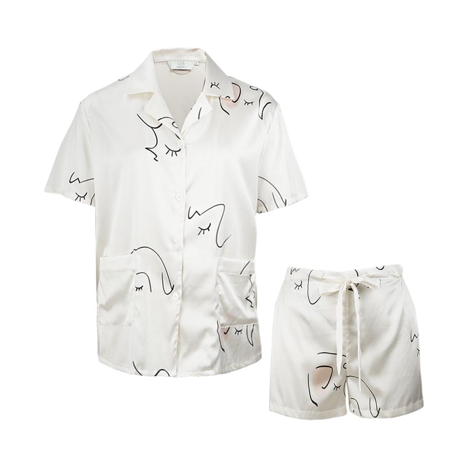 推荐商品：Not just pajama 短款真丝印花短袖睡衣 女装 220P02ARS186 基础色