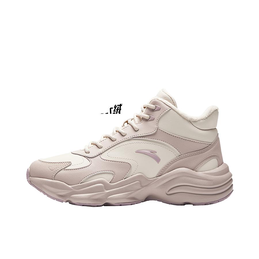 推荐商品：安踏 行者 运动休闲鞋 加绒加厚舒适 女款/鱼肚白/藕灰色