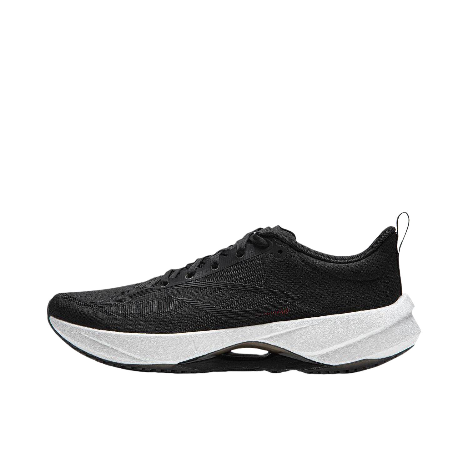 推荐商品：李宁 超轻21 跑鞋 轻质䨻丝高回弹缓震软底网面体育训练体考体测短跑运动 男款/黑色/白色