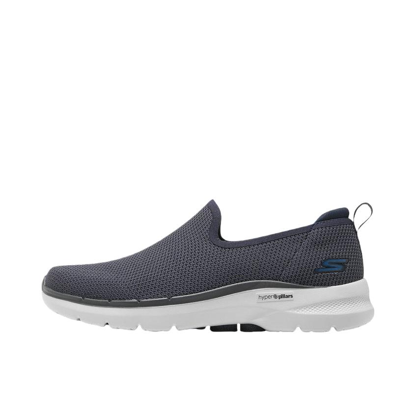 推荐商品：Skechers/斯凯奇 Go Walk 6 防滑耐磨 缓震回弹 网布透气 运动 网面 软底 一脚蹬 闪穿 跑鞋 海军蓝色/白色
