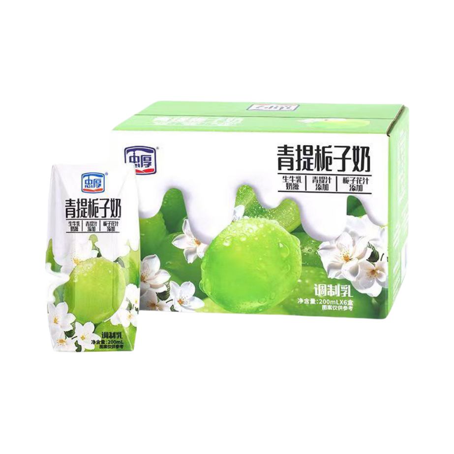 推荐商品：忠厚 青提栀子奶 调制乳 200ml 盒装