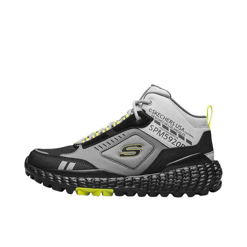 推荐商品：Skechers/斯凯奇 Monster 耐磨减震 回弹 轻便透气 复古运动 拼接绑带 慢跑 跑鞋 中帮/黑色/黄色