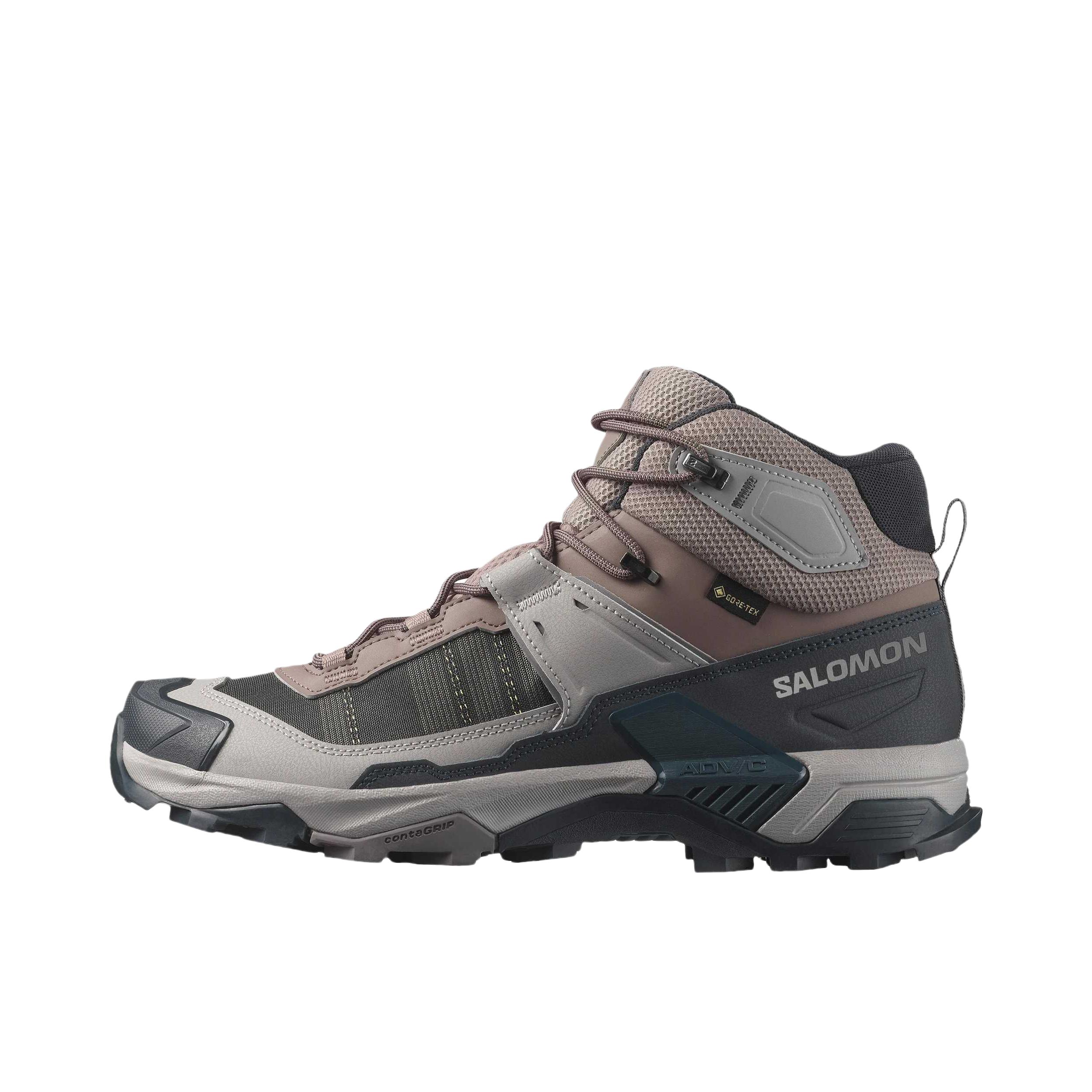 推荐商品：Salomon/萨洛蒙 X ULTRA 5 GTX 徒步鞋 户外防滑耐磨支撑透气舒适百搭潮流 铁灰色/深藏青色/鸥灰色