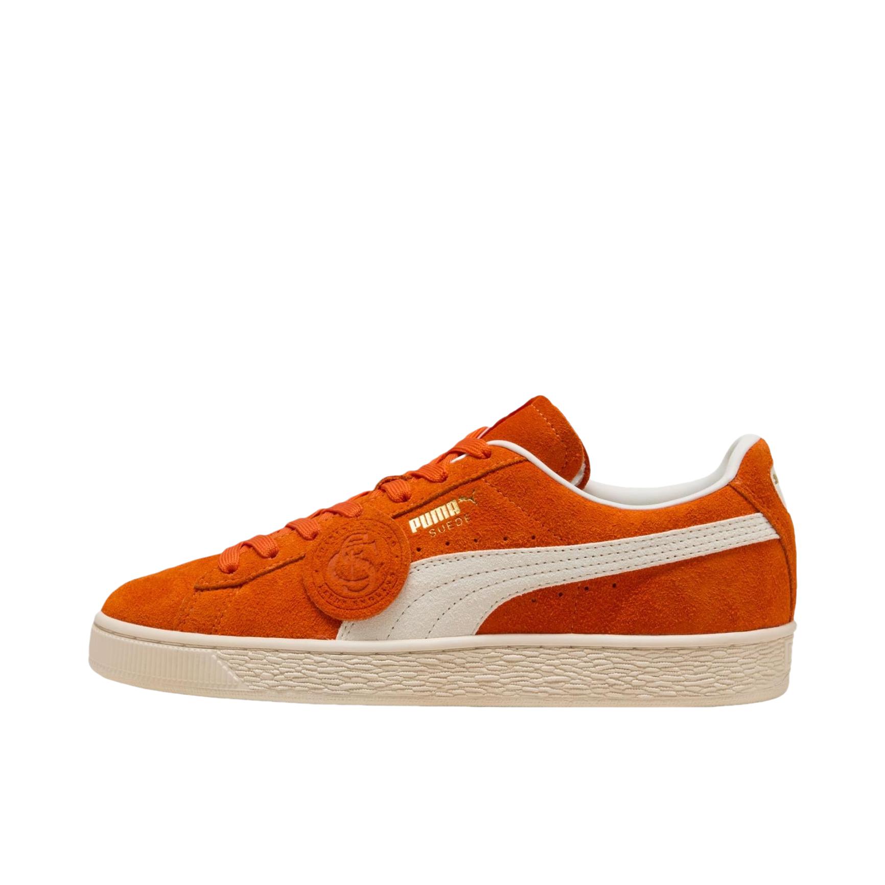 推荐商品：Puma/彪马 Suede Charles F Stead 板鞋 低帮圆头平跟系带复古百搭潮流薄底 橙色/白色