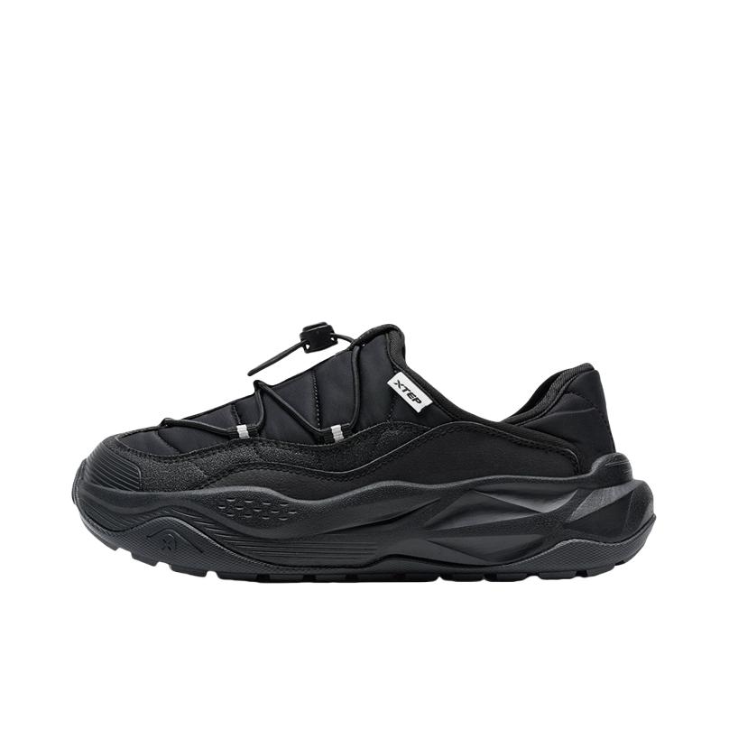 推荐商品：特步 有暖气 棉鞋 运动休闲鞋 户外加绒保暖 男款/黑色