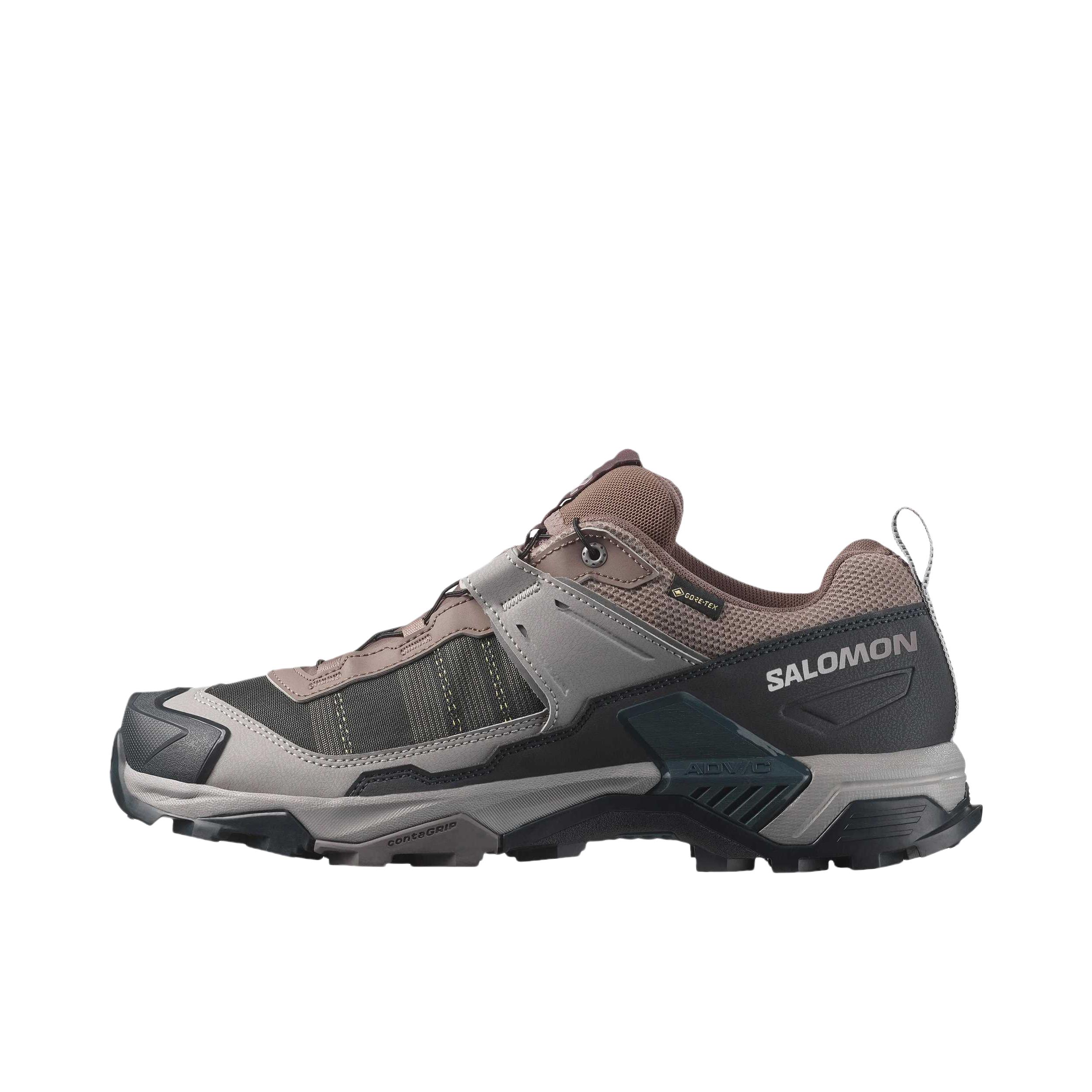 推荐商品：Salomon/萨洛蒙 X ULTRA 5 GTX 徒步鞋 户外防滑耐磨支撑透气舒适百搭潮流 铁灰色/深藏青色/灰色