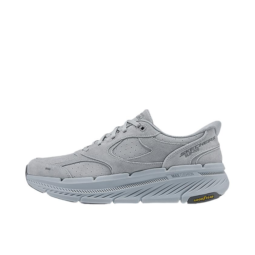 推荐商品：Skechers/斯凯奇 闪穿鞋 运动休闲鞋 一脚蹬麂皮缓震轻质软底 220544 灰色