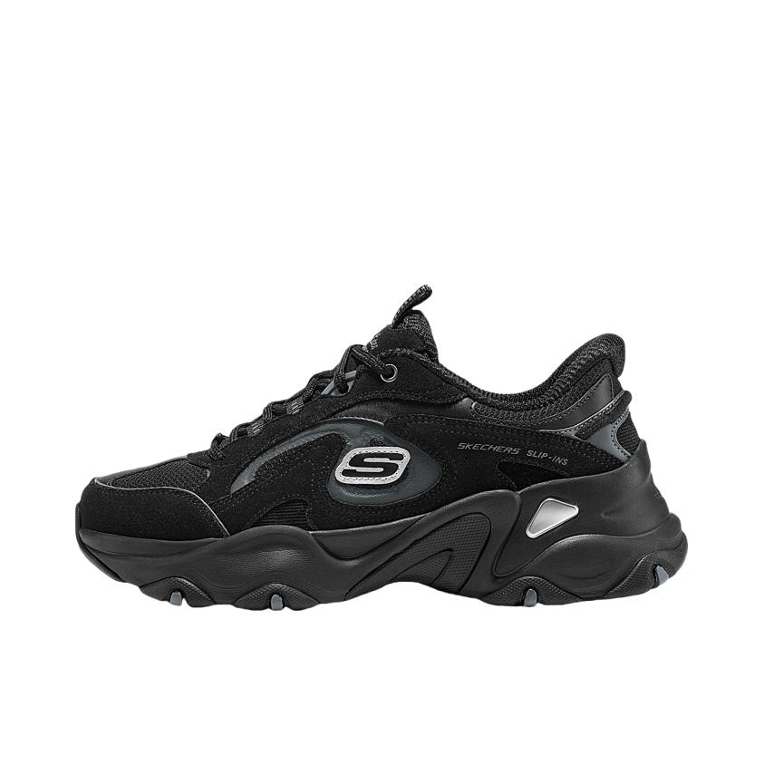 推荐商品：Skechers/斯凯奇 D'LITES 5.0 老爹鞋 熊猫鞋 增高轻便低帮 女款/黑色/炭灰色