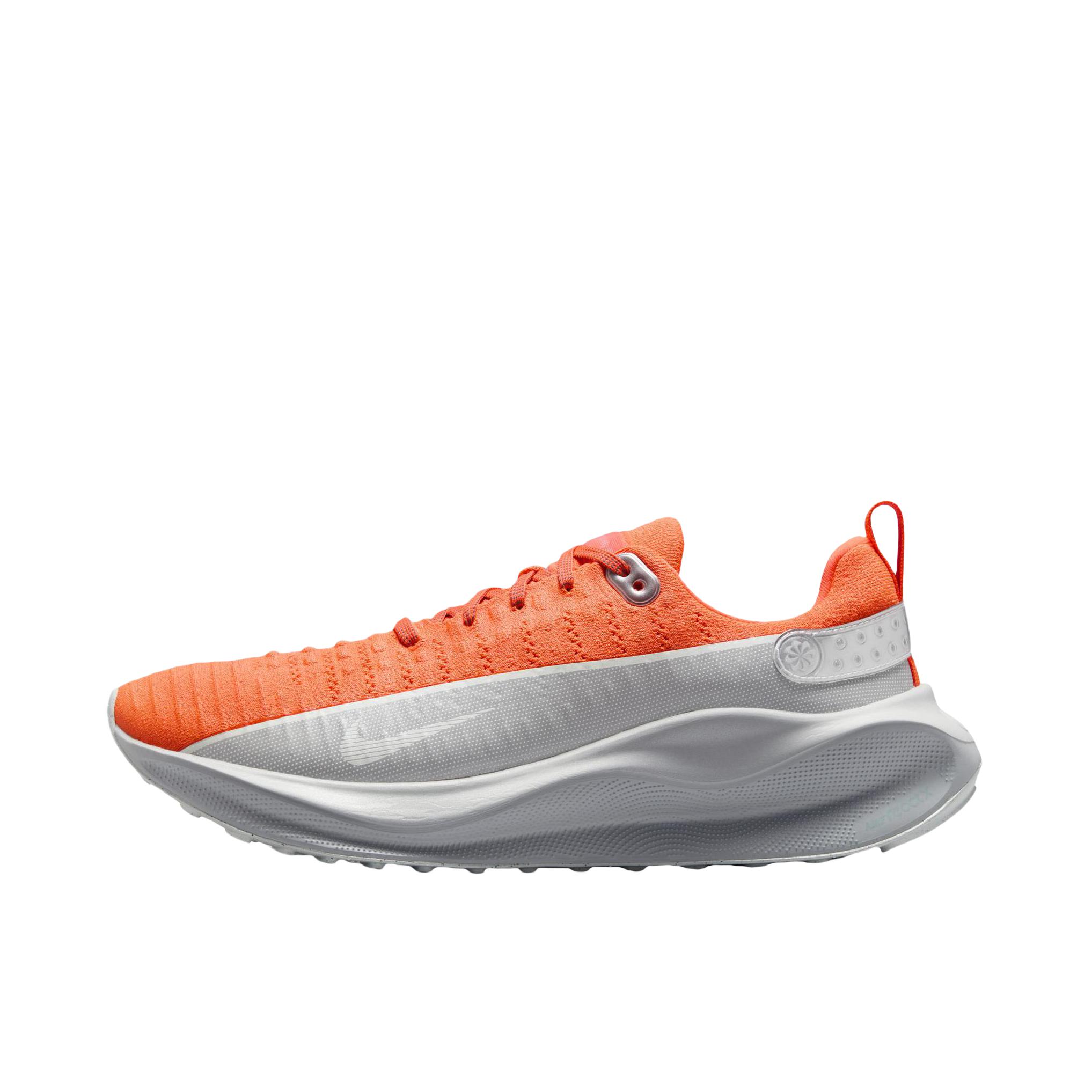 推荐商品：Nike React Infinity Run 4 跑鞋 公路舒适缓震防滑耐磨防水织物训练飞织抓地包裹性 橙红/浅银/光子灰/金属银