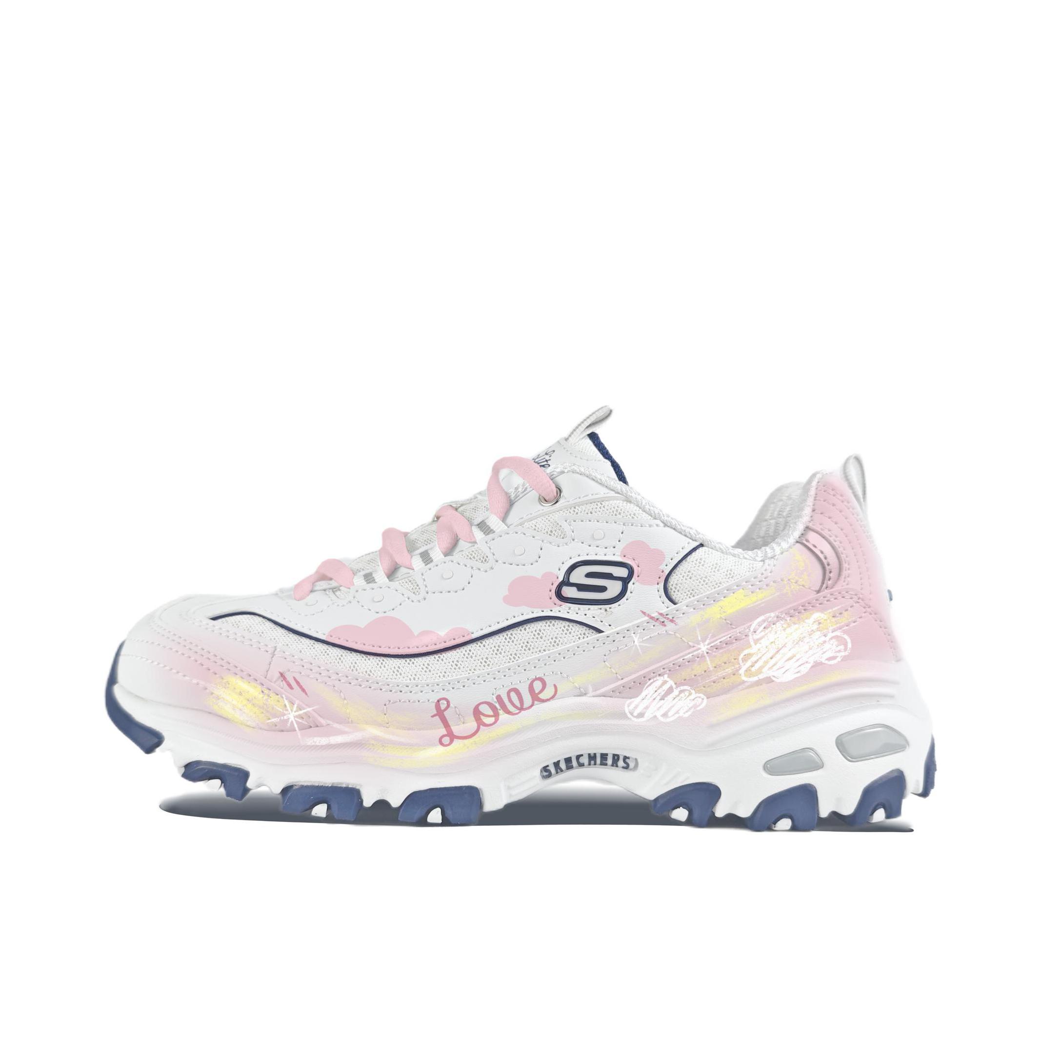 推荐商品：【定制球鞋】Skechers/斯凯奇 D'Lites 1.0 织物 防滑耐磨 网布 减震支撑 老爹鞋 女款/云端粉