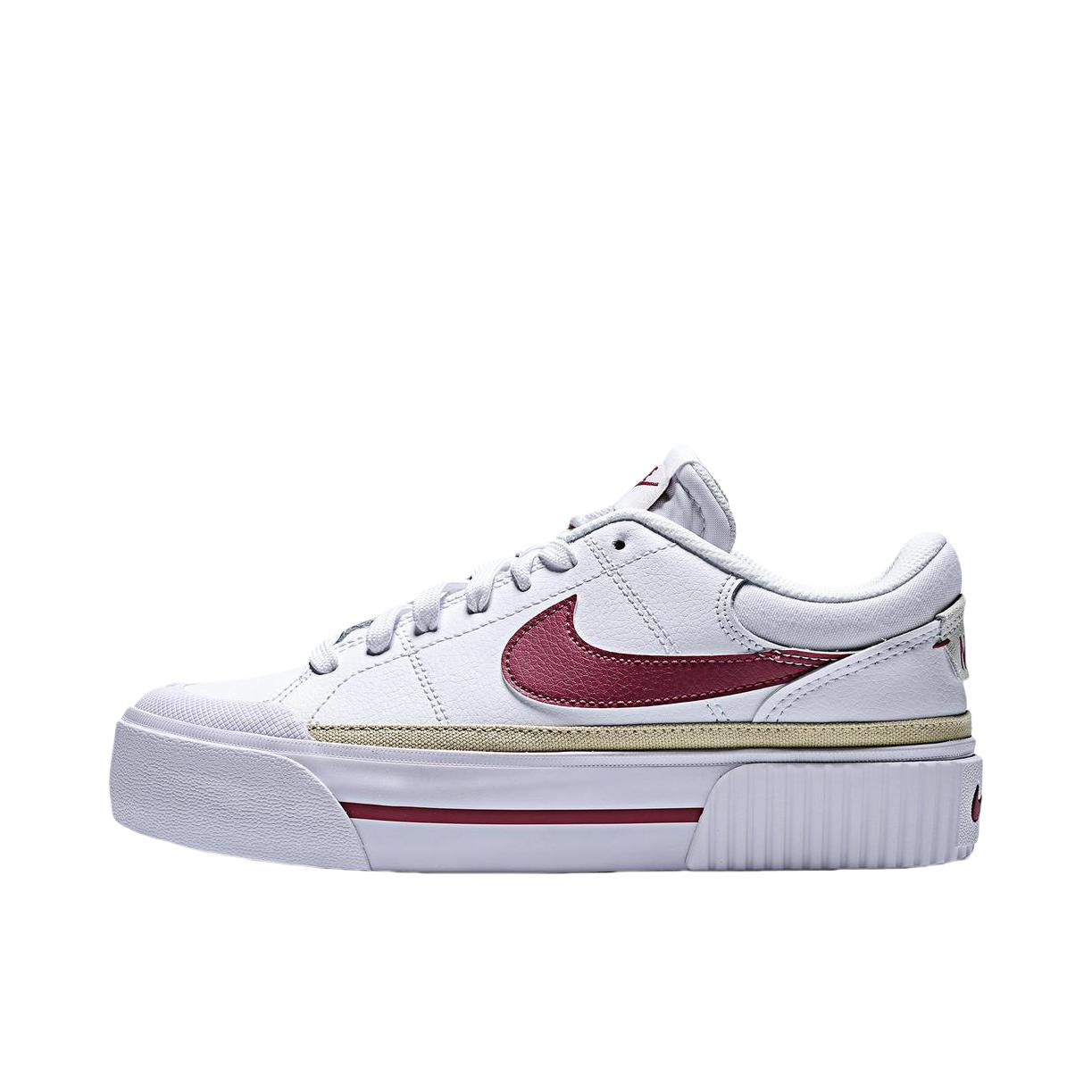 推荐商品：Nike Court Legacy Lift 板鞋 舒适缓震耐磨透气增高抓地 白色/红色/黄色