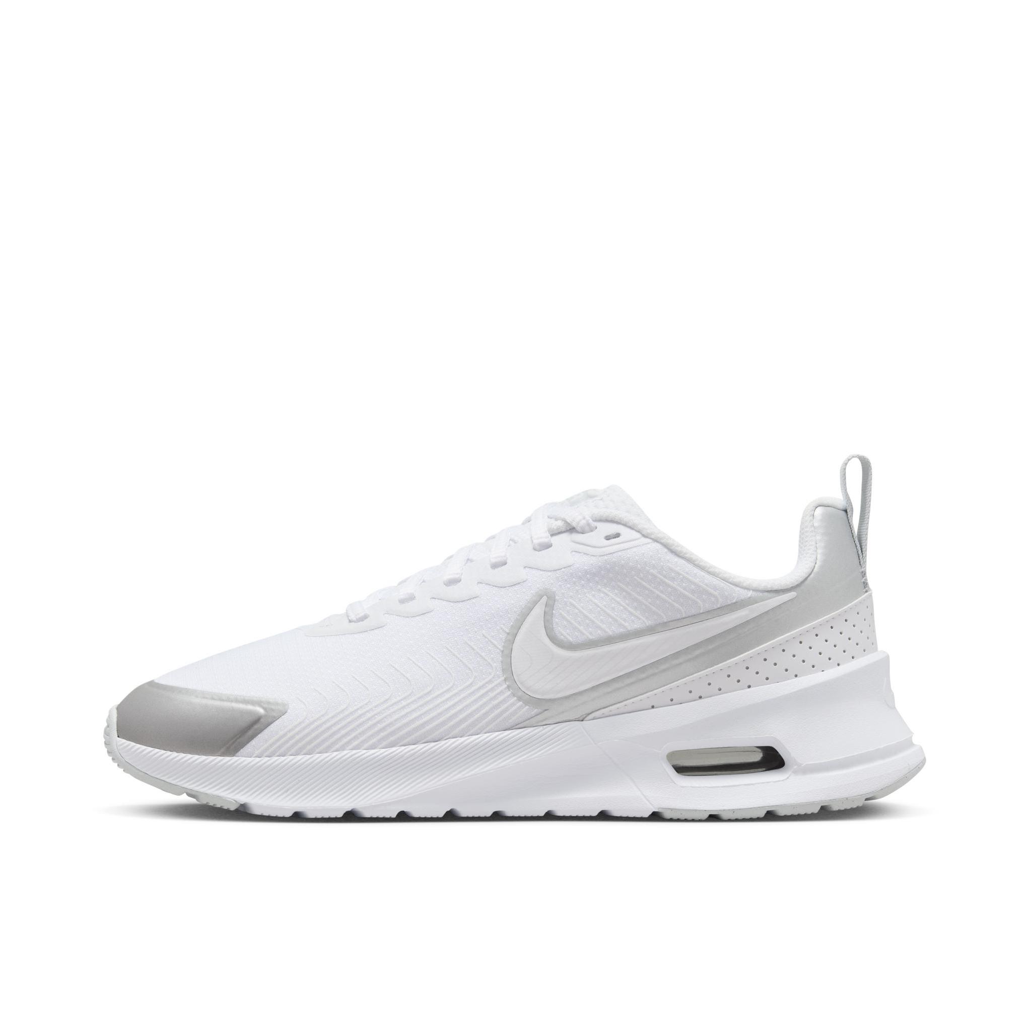 推荐商品：Nike Air Max Nuaxis 跑鞋 网面透气防滑耐磨舒适轻便系带缓震回弹百搭支撑抓地 白色/白金色/金属银/彗星红/明黄