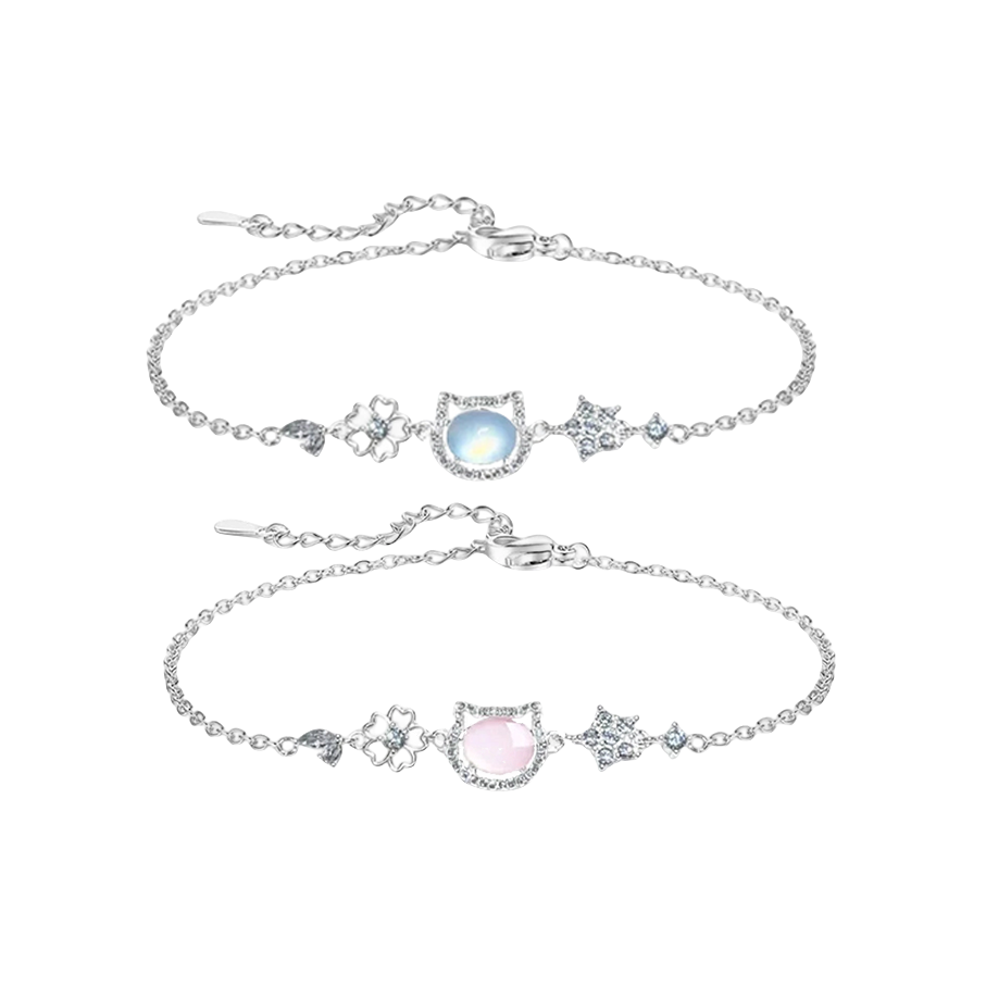 推荐商品：百慕眸 闪钻猫咪琉璃情侣手链 BMMSC8141