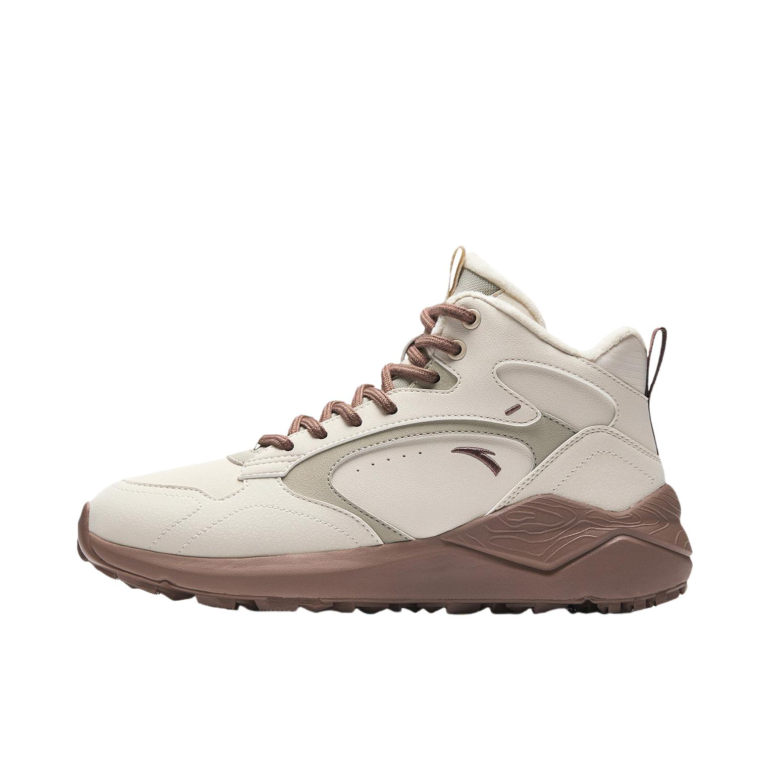 推荐商品：安踏 踏洲 运动休闲鞋 加绒加棉缓震软底防滑厚底 加绒/女款/鱼肚白/沙丘灰