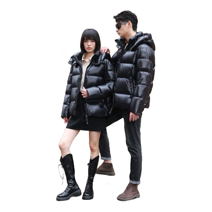 推荐商品：UZEG/优姿集 连帽加厚保暖长袖羽绒服 Y212 短款/黑