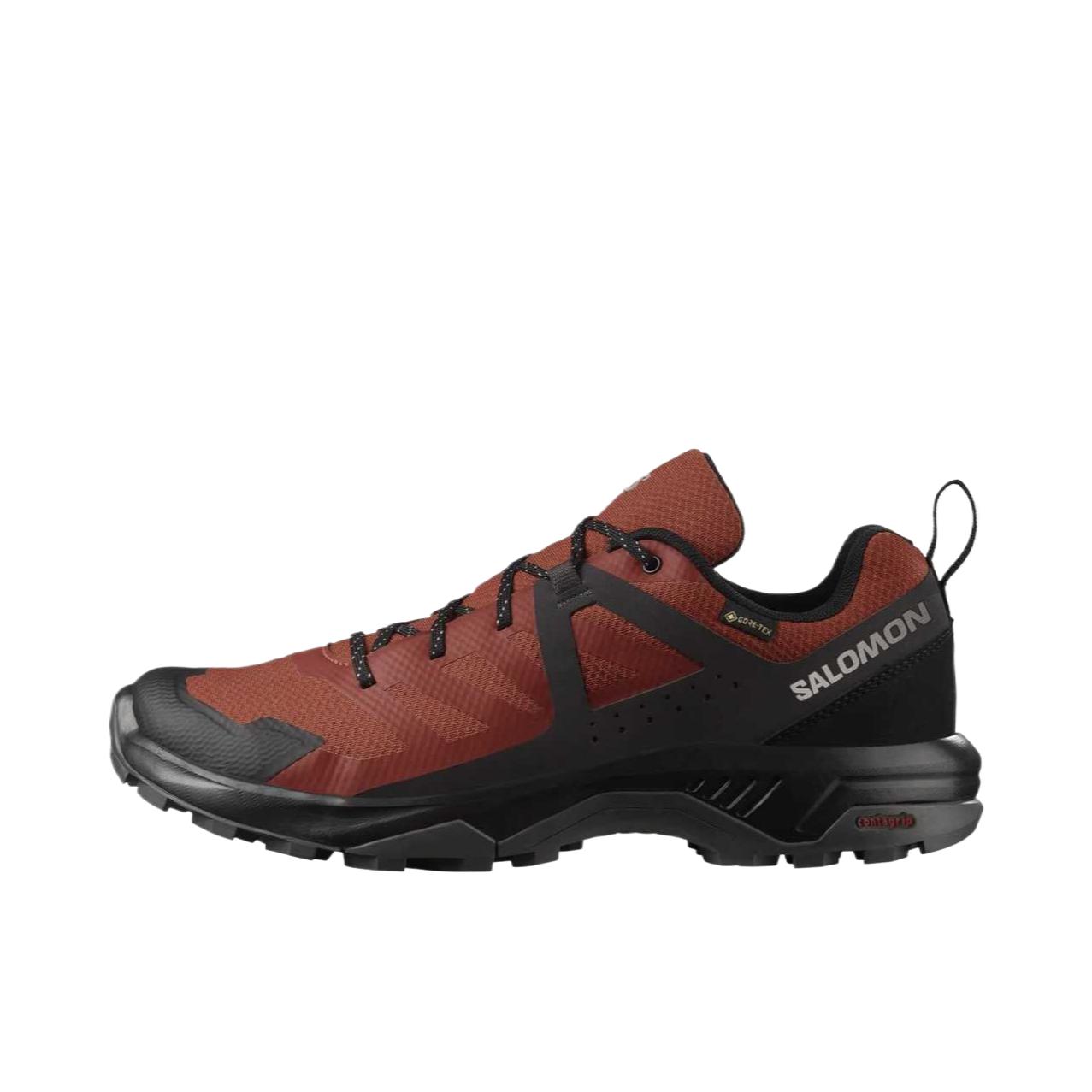 推荐商品：Salomon/萨洛蒙 EXEO GTX 耐磨 圆头 户外 防水 徒步鞋 深棕红/黑色/深炭灰