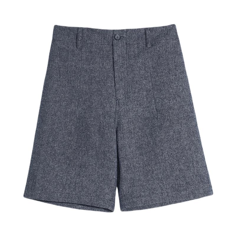 推荐商品：‍OSENS‍ 直筒亚麻松紧腰休闲短裤 NSH00225 亚麻蓝