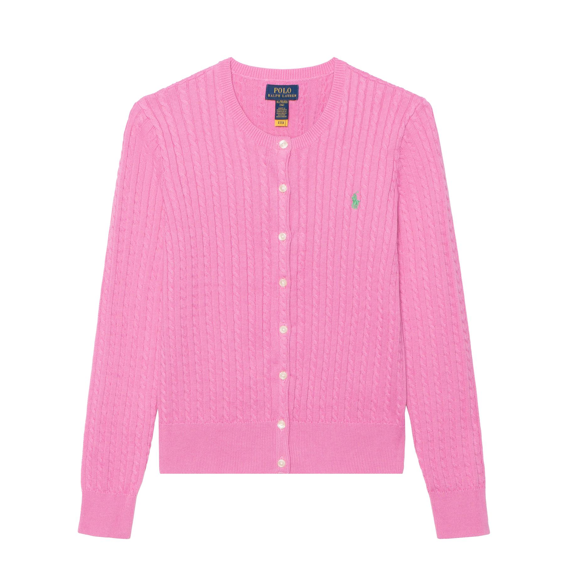 推荐商品：Ralph Lauren/拉夫劳伦童装 棉质小马刺绣编结迷你绞花针织衫 女中大童 313543047 粉红 