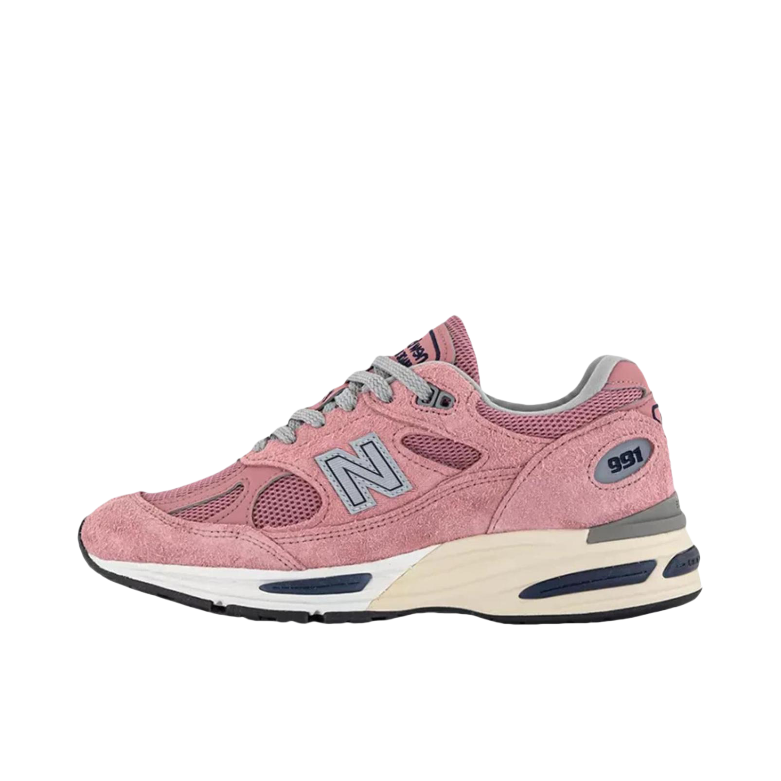 推荐商品：New Balance 991 v2 跑鞋 防滑耐磨网布透气绒面皮合成革舒适圆头复古贴合 D宽/粉色
