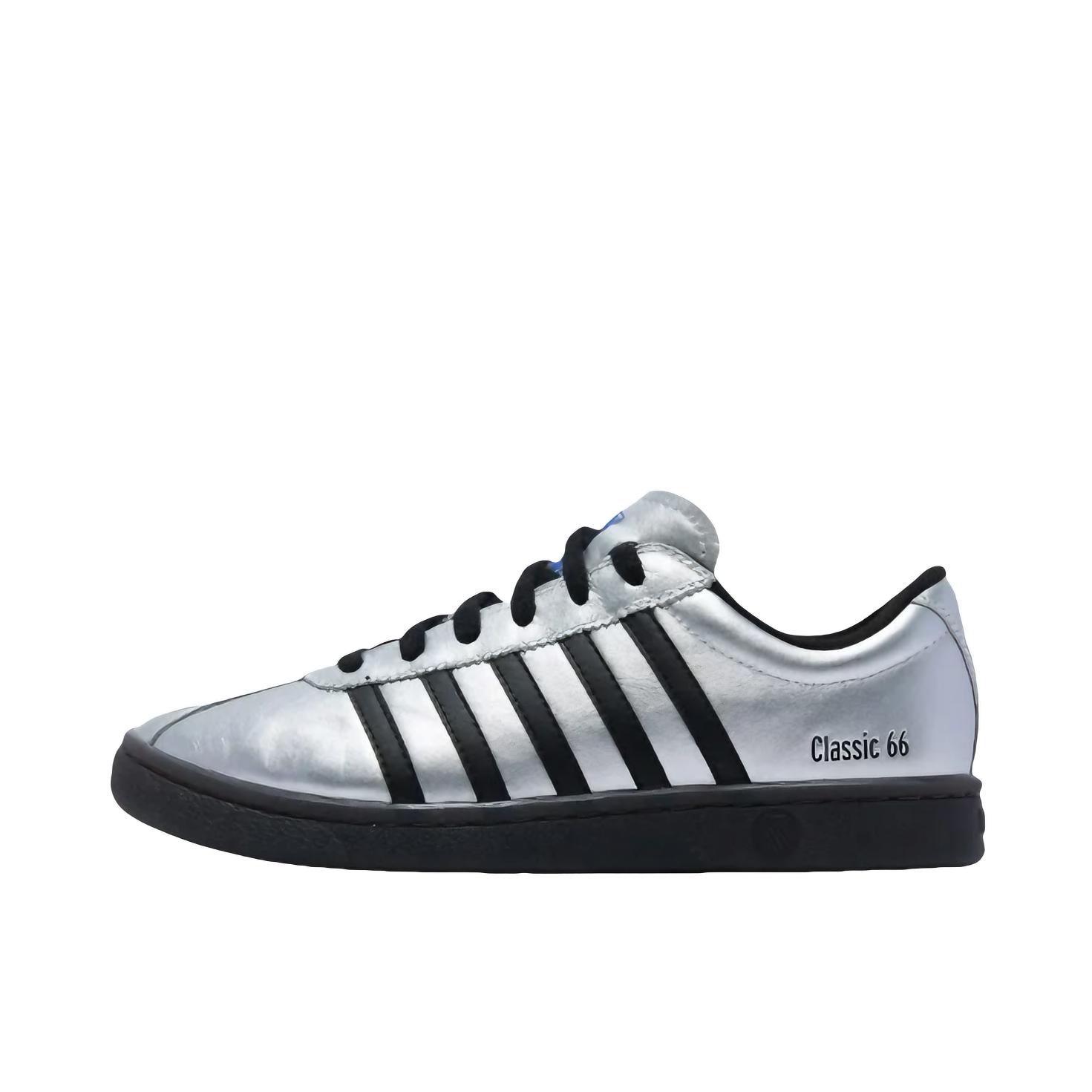推荐商品：K-SWISS NewClassic66 小白盾 板鞋 休闲复古风系带低帮 女款/摩登银
