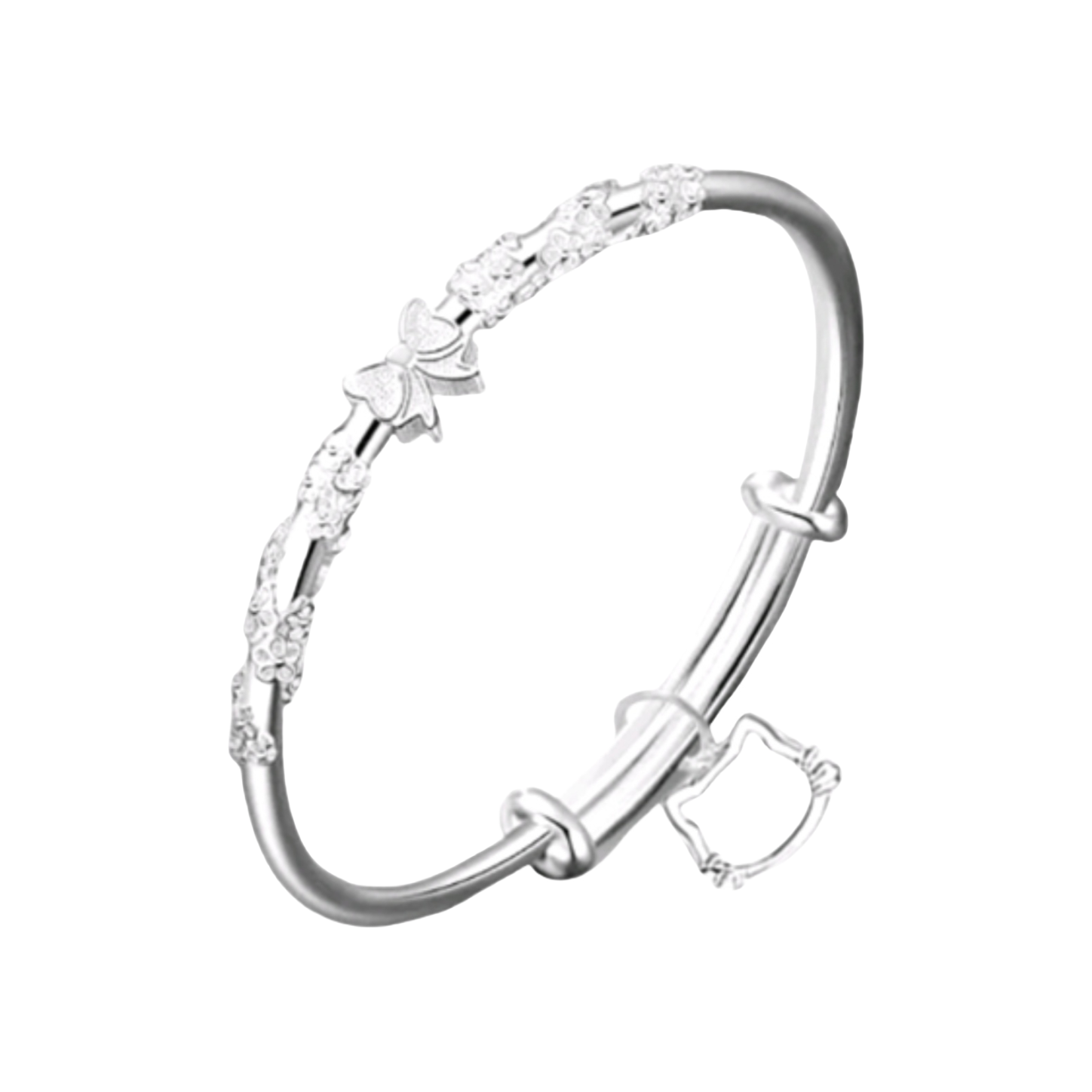 推荐商品：LuluCanaan 繁花似锦蝴蝶结足银手镯 LUC4915