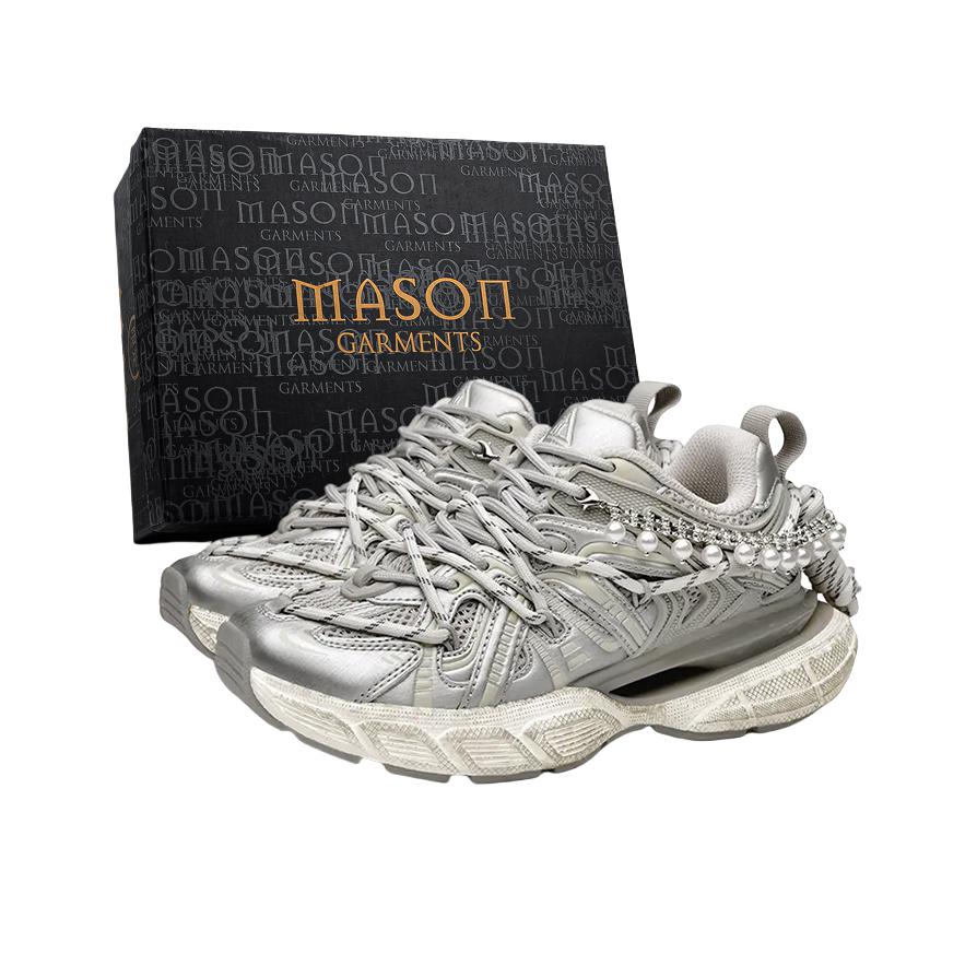 推荐商品：masongarments 牢笼 防滑耐磨 舒适轻便 网布透气 厚底增高 潮流时尚 简约百搭 大气 绑带 支撑 做旧 爹鞋 礼盒款/香槟色