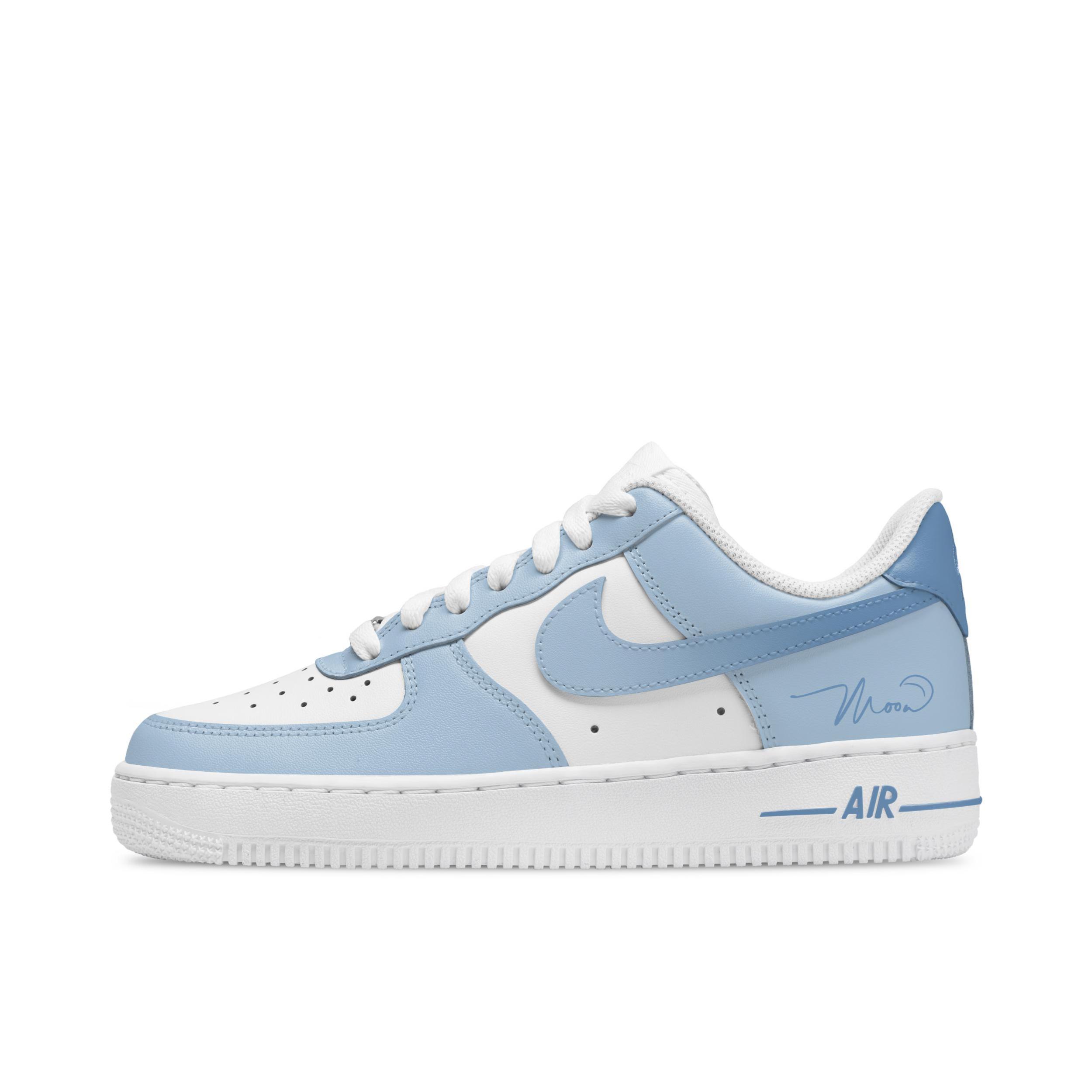 推荐商品：【定制球鞋】Nike Air Force 1 板鞋 舒适轻便防滑耐磨包裹性合成革防水复古简约增高 蓝梦轻语