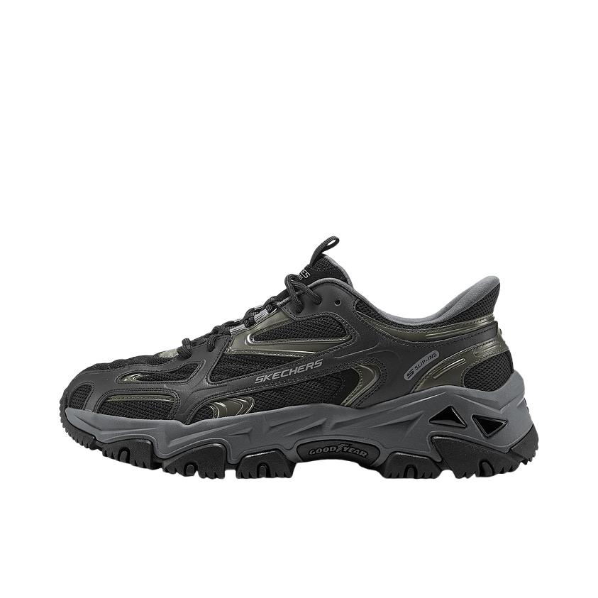 推荐商品：Skechers/斯凯奇 SLIP INS 老爹鞋 闪穿鞋 缓震百搭舒适支撑增高 黑色/炭灰色