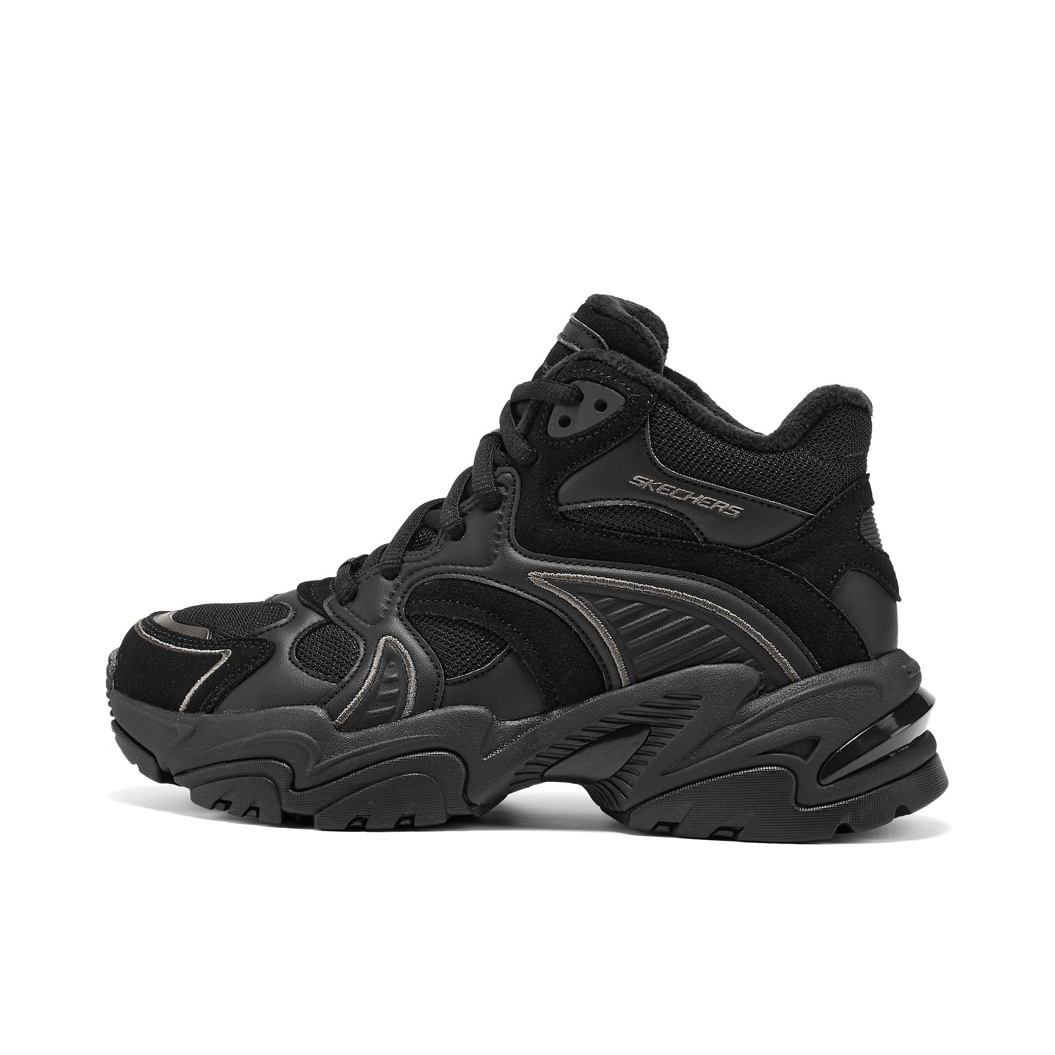 推荐商品：Skechers/斯凯奇 STAMINA 老爹鞋 高帮鞋 防滑舒适耐磨时尚 女款/全黑色