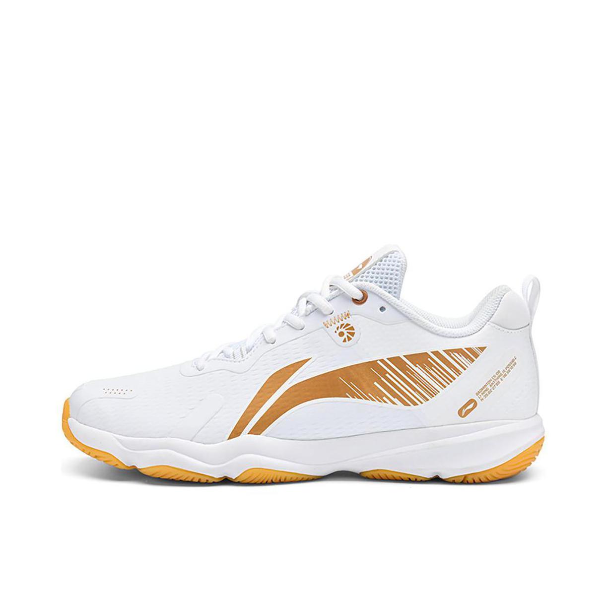 推荐商品：李宁 羽毛球鞋 系带防滑耐磨减震回弹 AYTU043 标准白