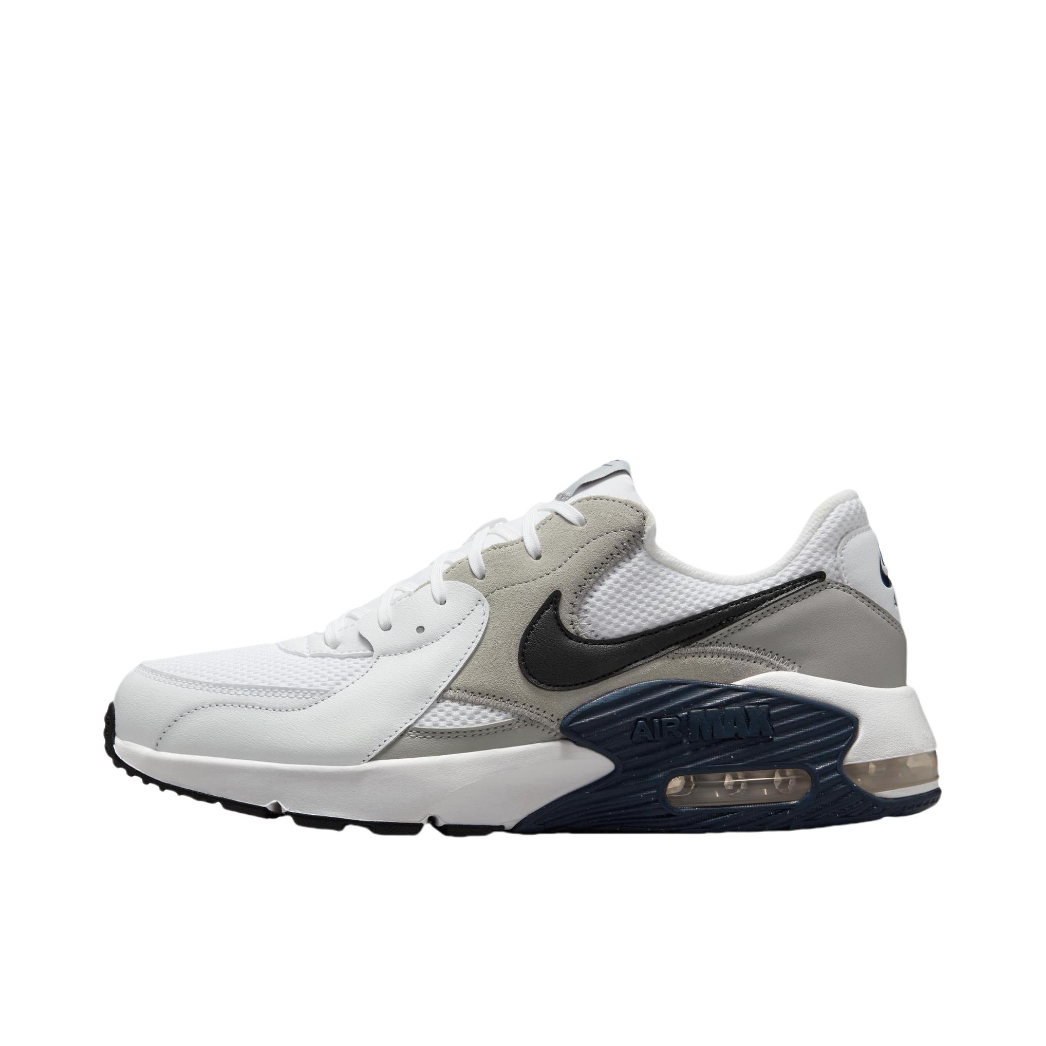 推荐商品：Nike Air Max Excee 跑鞋 防滑耐磨舒适缓震网面透气气垫复古支撑织物合成革圆头贴合抓地 白色/深灰色/蓝色