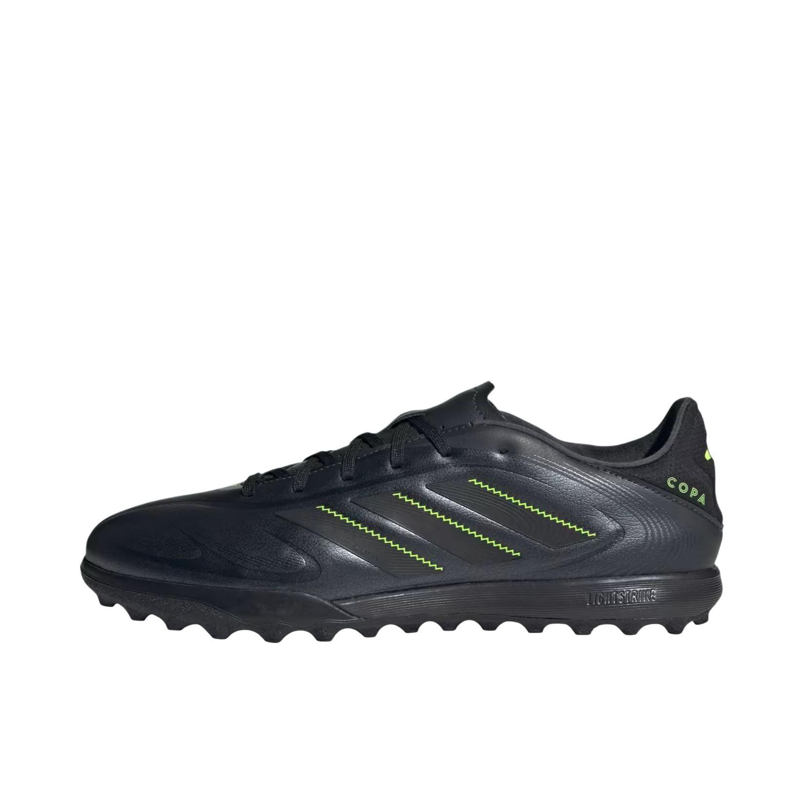 推荐商品：adidas Copa Pure.3 TF 中端 胶质碎钉 人造草地 训练 实战 足球鞋 黑色/绿色