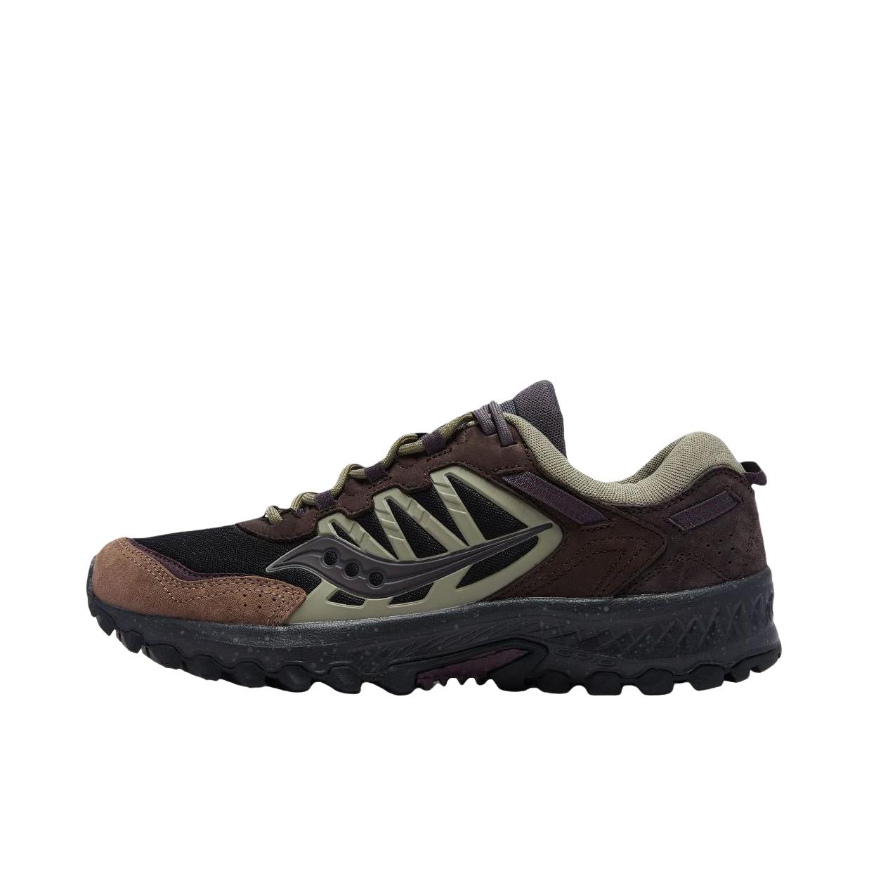 推荐商品：Saucony/索康尼 GRID PEAK 防滑耐磨 复古拼接 织物 合成革 抓地 跑步 老爹鞋 运动休闲鞋 黑色/绿色/褐色