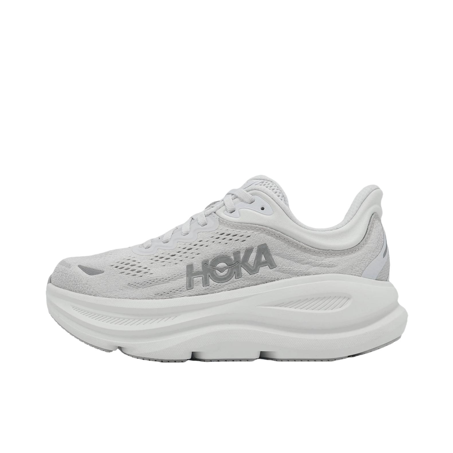 推荐商品：HOKA ONE ONE Bondi 9 越野跑鞋 防滑耐磨缓震透气低帮舒适百搭 D宽/星尘灰/银色