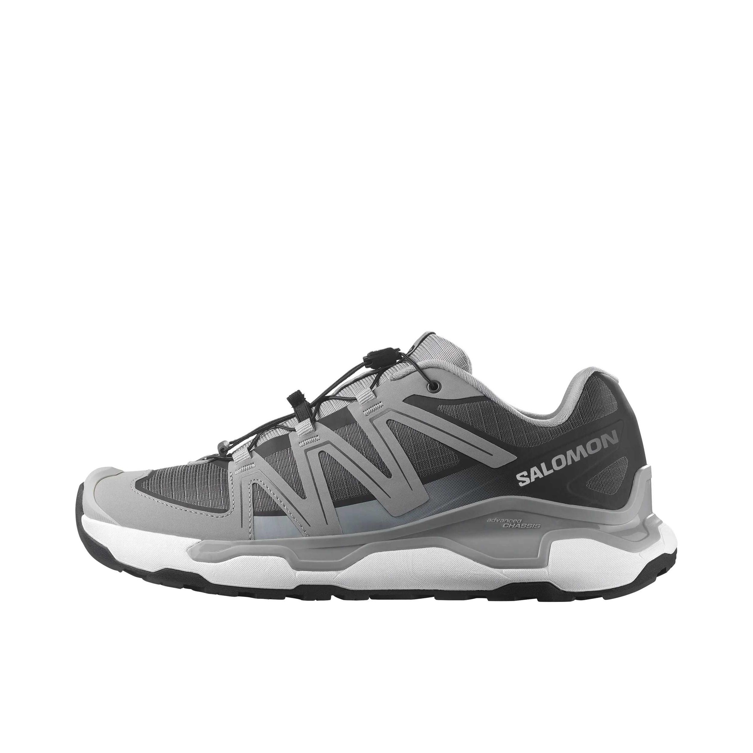推荐商品：Salomon/萨洛蒙 XC ROAM LEATHER 户外休闲鞋 耐磨平跟橡胶支撑织物防水减震轻便 沥青色/合金色/黑色