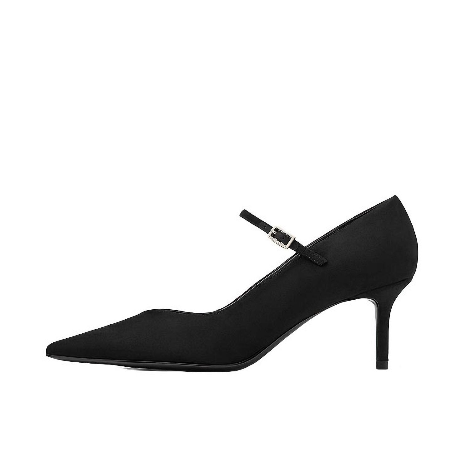 推荐商品：CHARLES&KEITH 高跟鞋 玛丽珍尖头细跟气质 CK1-60361598 纹理/黑色