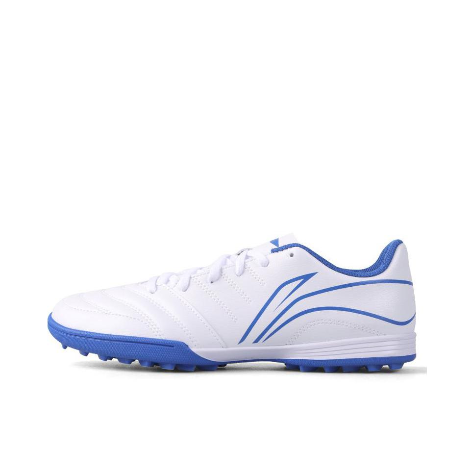 推荐商品：李宁 长歌 足球鞋 TF胶质碎钉人造草地减震防滑耐磨 蓝色/白色 